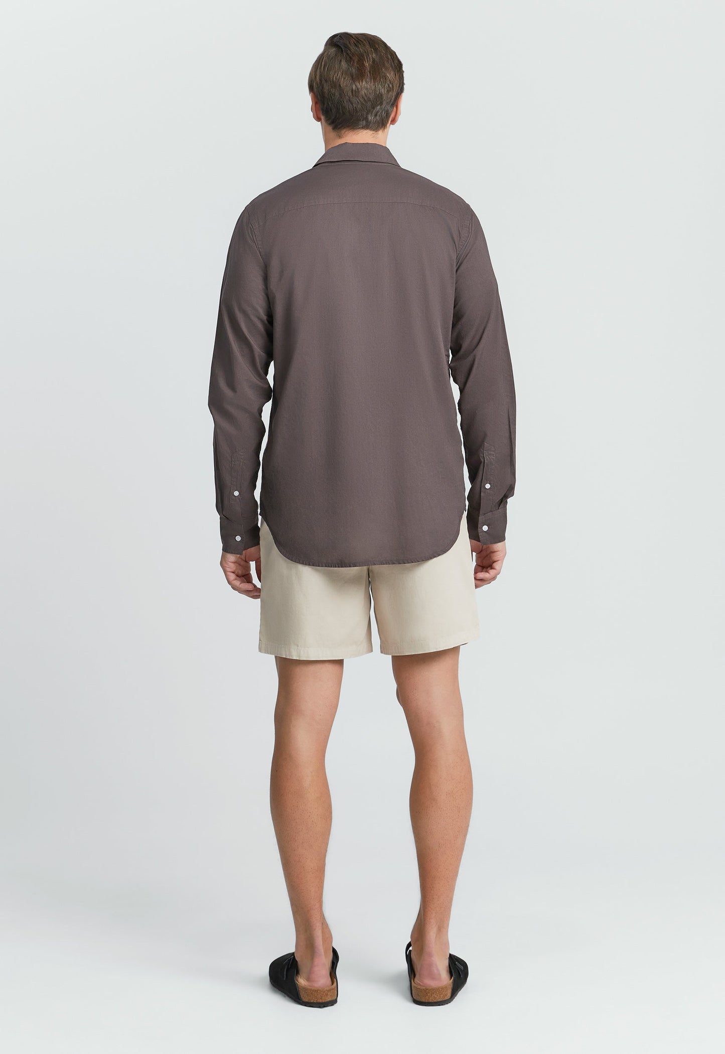 Folded Collar Cotton Shirt - Worn Choc