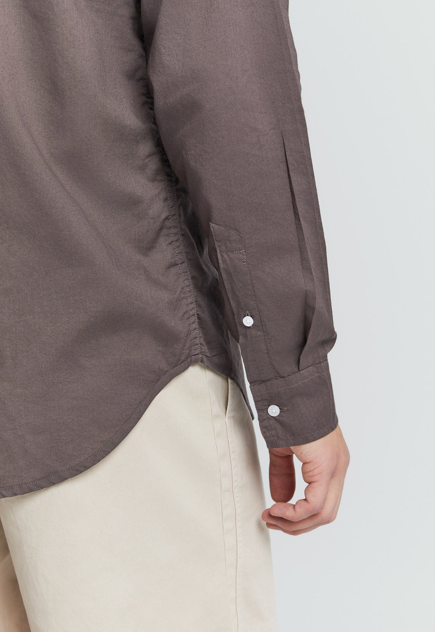 Folded Collar Cotton Shirt - Worn Choc
