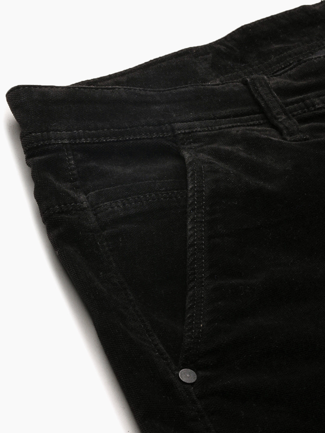 Men's Black Straight Fit Low-Rise Solid Jeans