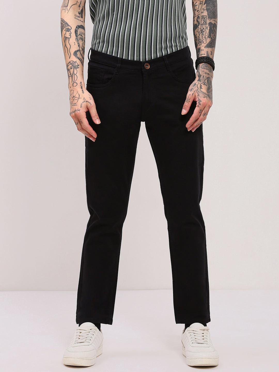 Men's Black Slim Fit Low-Rise Jeans