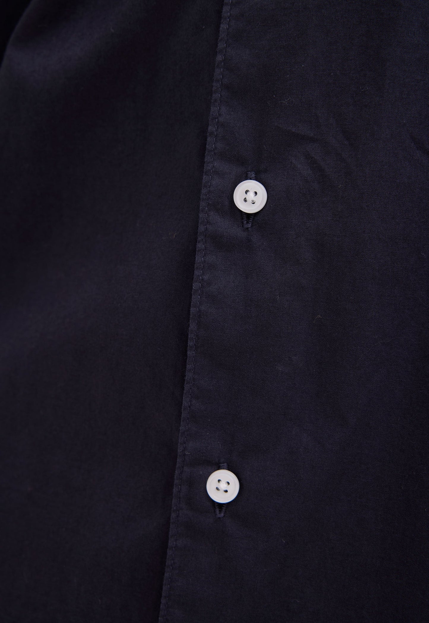 Folded Collar Cotton Shirt - Navy