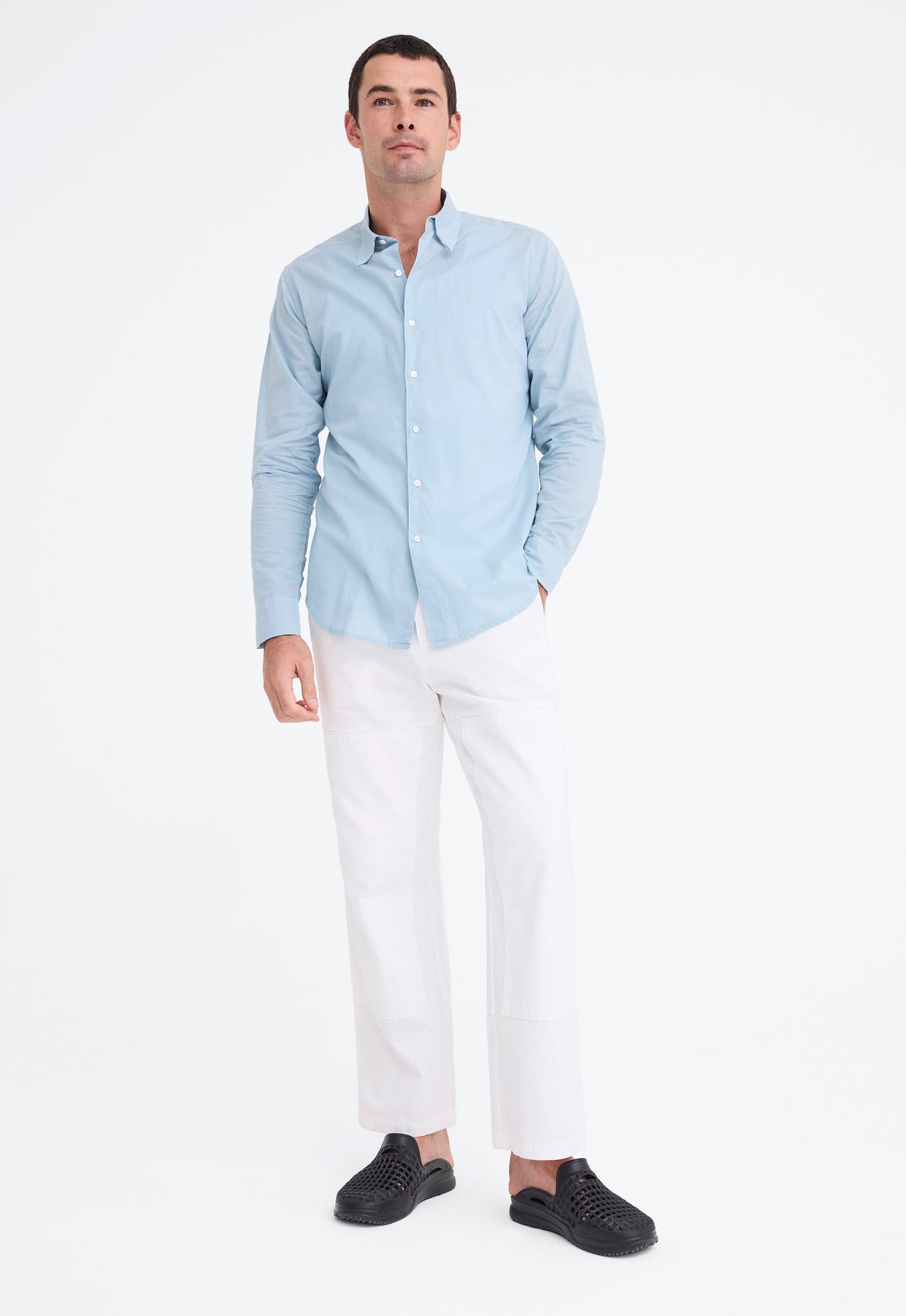 Folded Collar Cotton Shirt - Lagoon