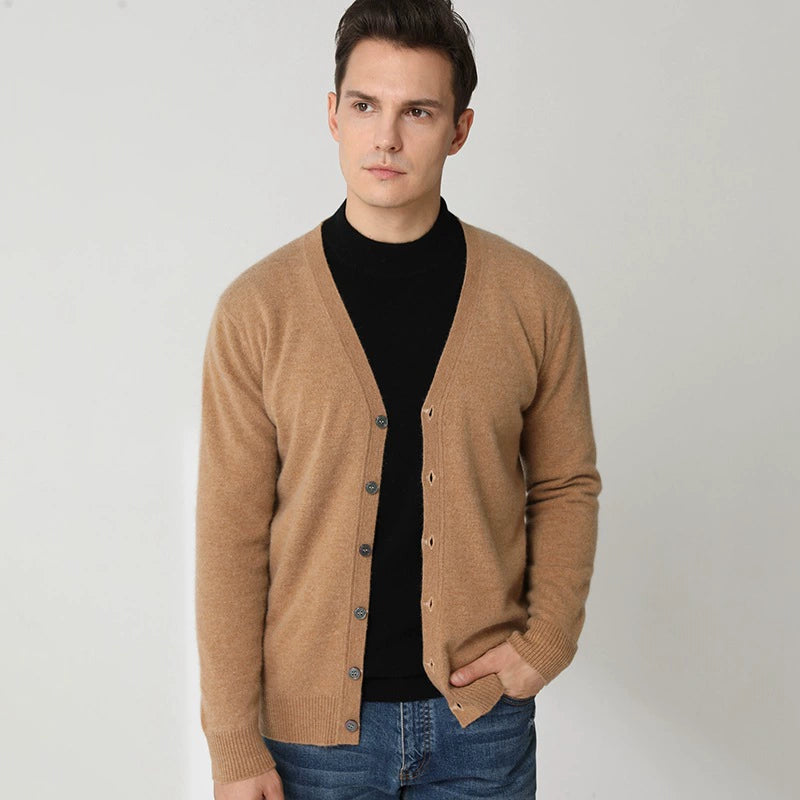 Men's V-neck button-down loose casual sweater cardigan