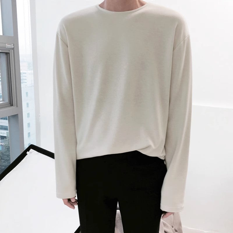 Autumn Korean style trendy solid color long-sleeved T-shirt