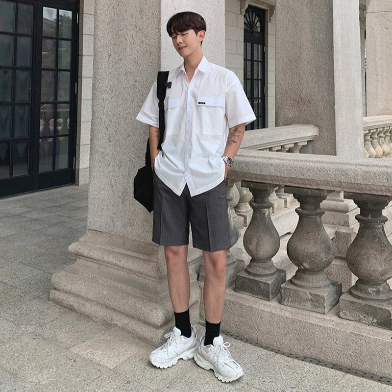 Japanese workwear short-sleeved shirt