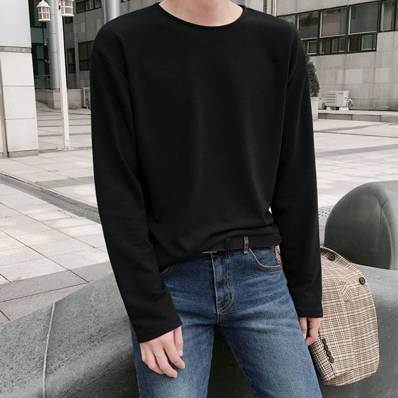 Autumn Korean style trendy solid color long-sleeved T-shirt