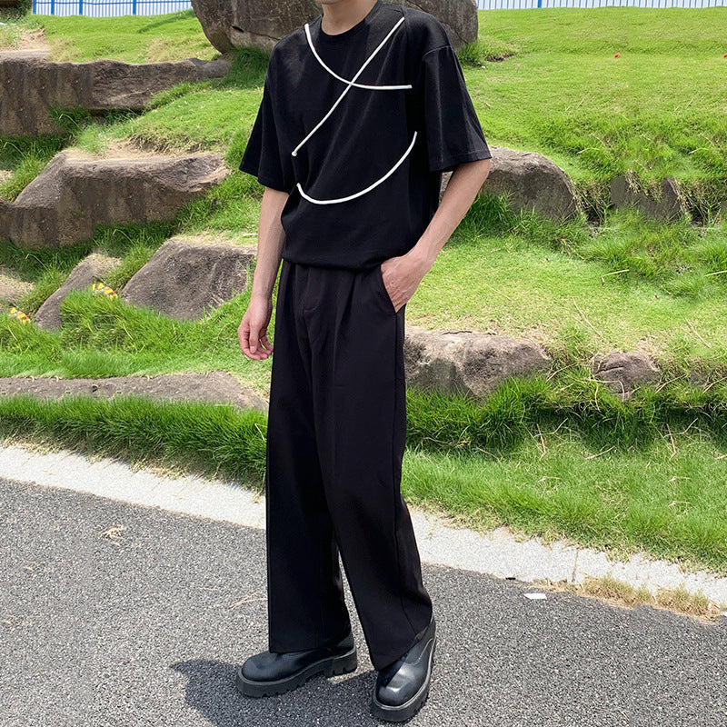 Small half-sleeved solid color round neck T-shirt