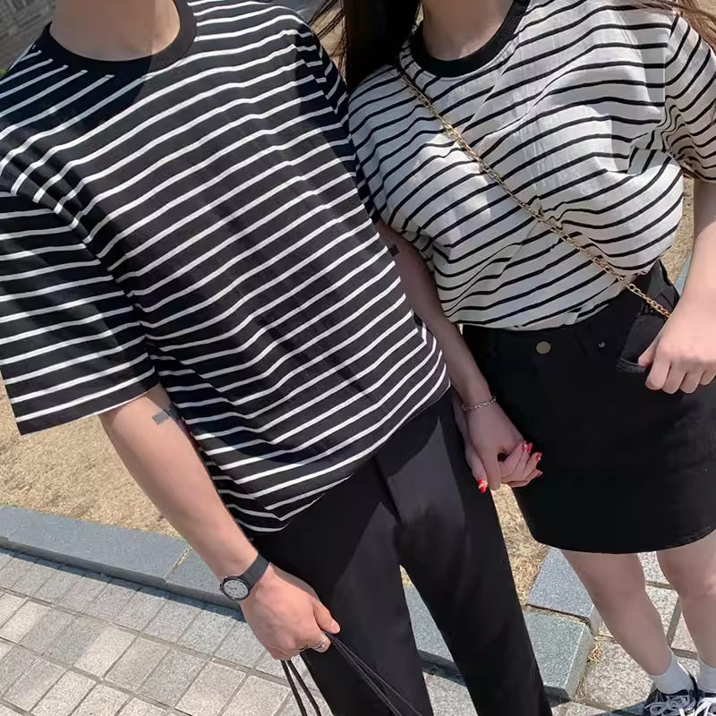 Men's Striped Short Sleeve T-shirt Couple Outfit