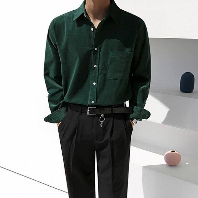 Trendy casual retro solid color shirt jacket