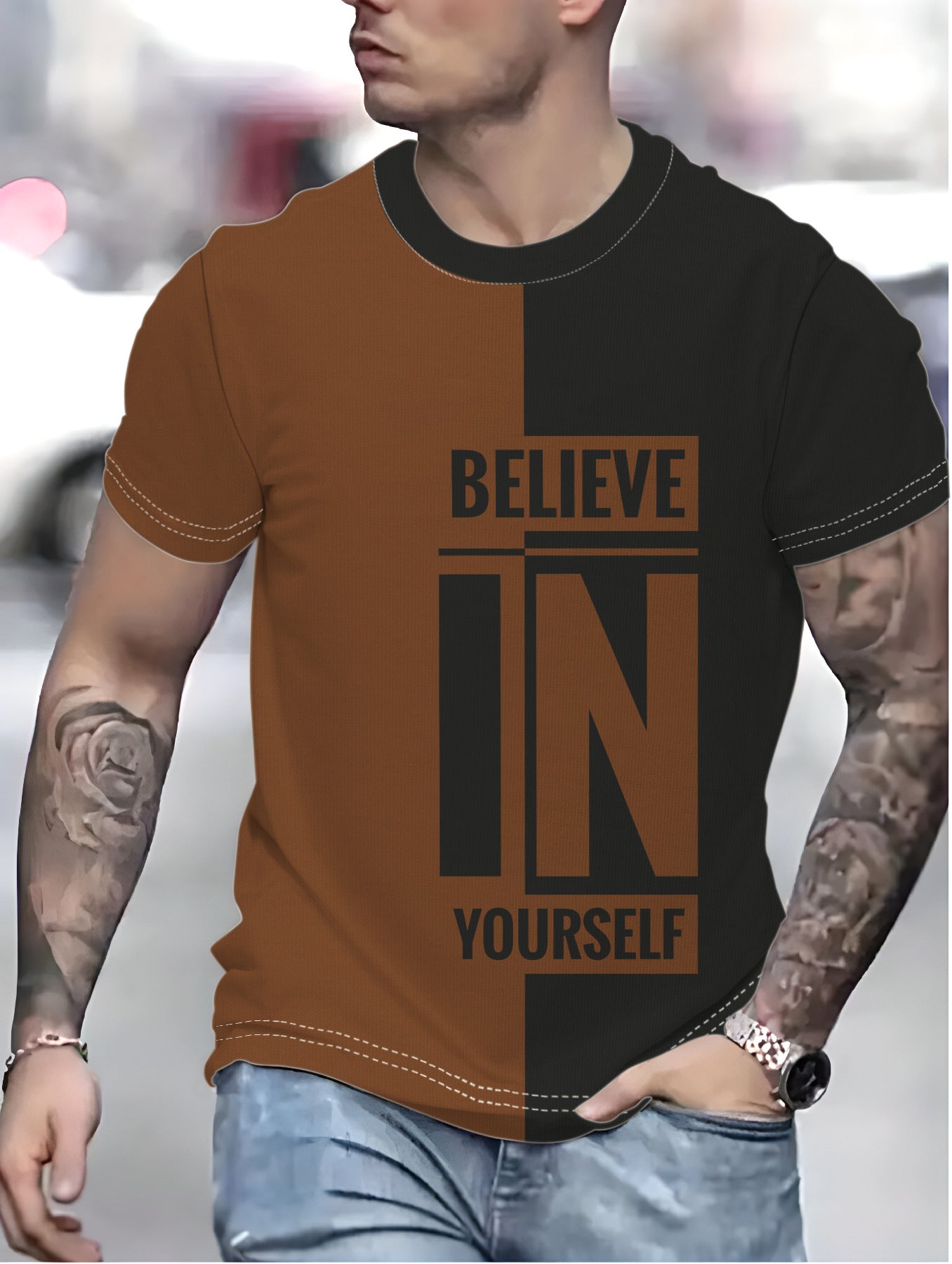 3D Printed Sports Leisure All-match Men's Round Neck T-shirt