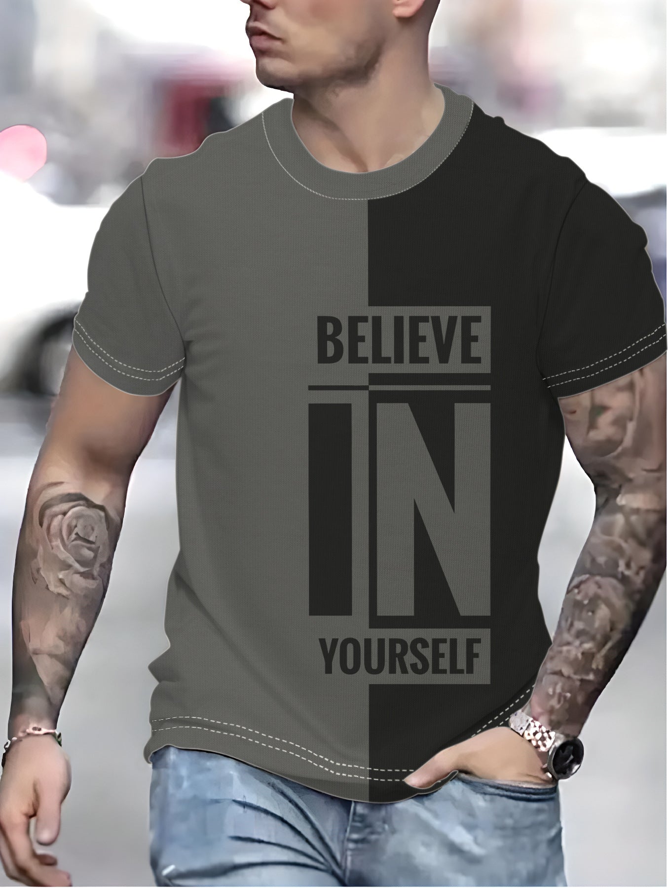 3D Printed Sports Leisure All-match Men's Round Neck T-shirt