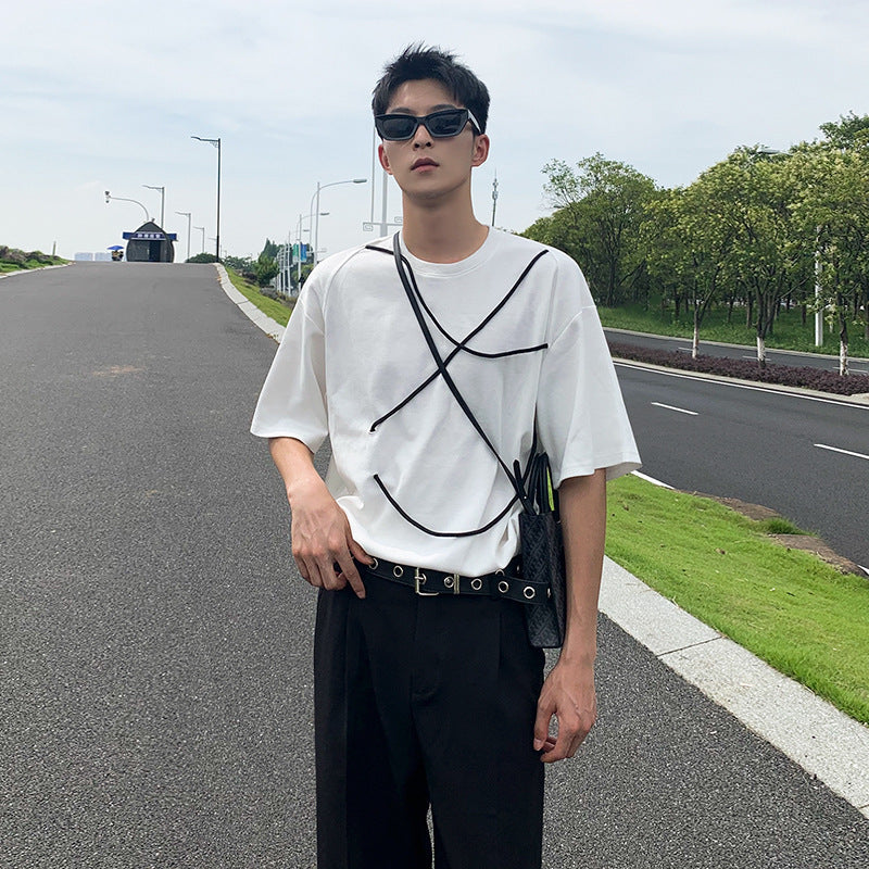 Small half-sleeved solid color round neck T-shirt