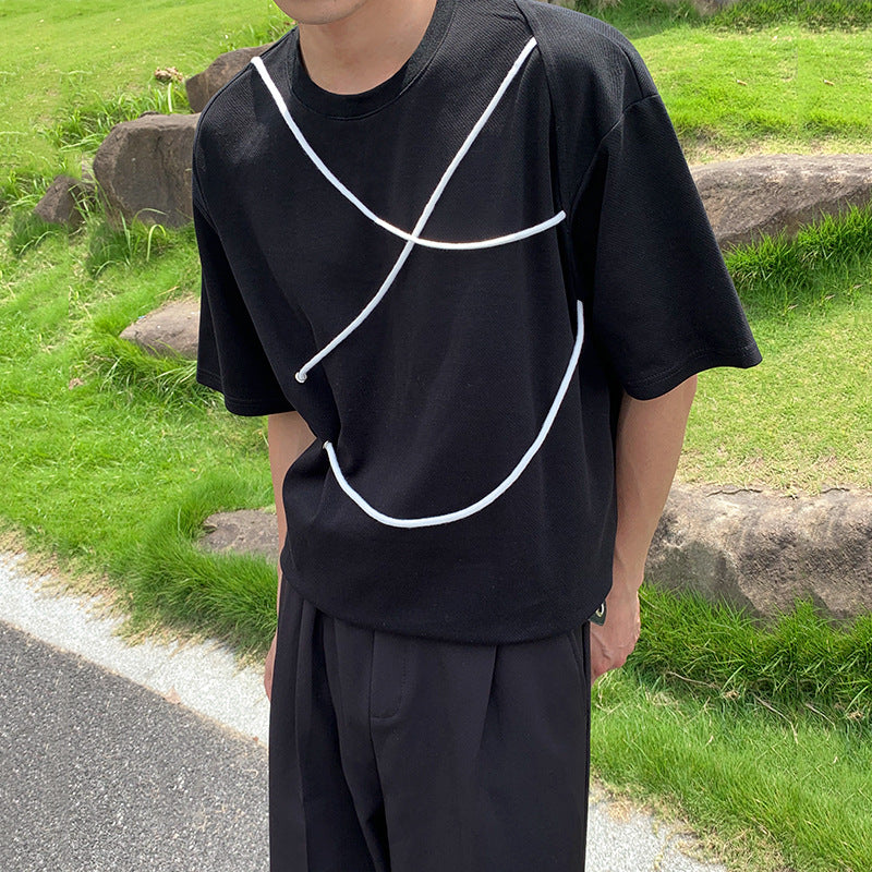 Small half-sleeved solid color round neck T-shirt