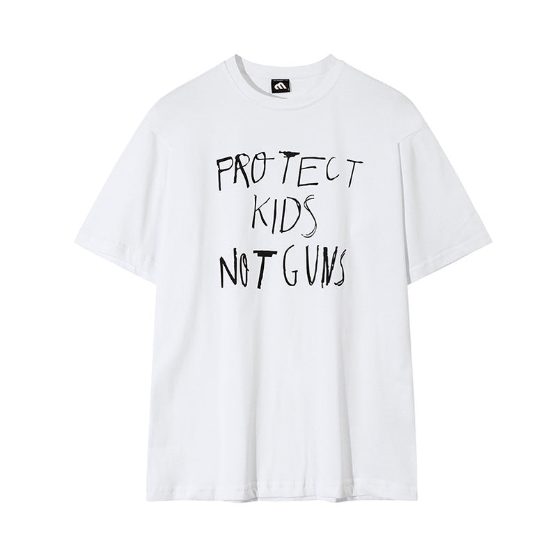 Graffiti letter print cotton short sleeves