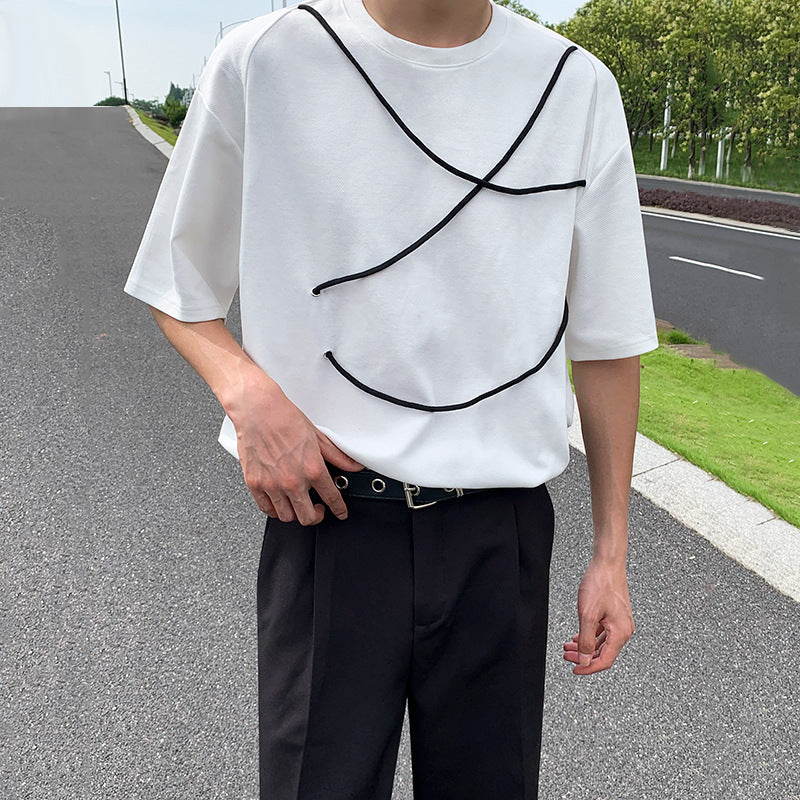 Small half-sleeved solid color round neck T-shirt