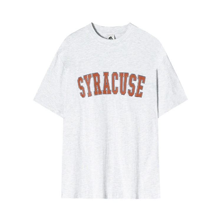 Loose cotton letter print short sleeve T-shirt
