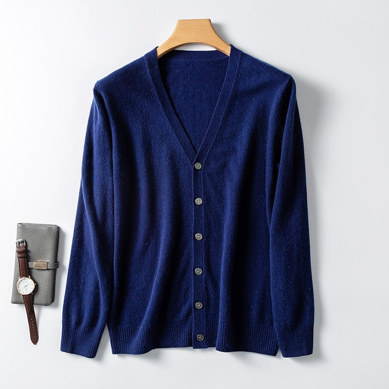 Men's V-neck button-down loose casual sweater cardigan