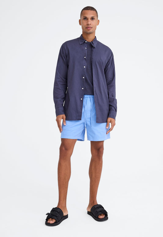 Folded Collar Cotton Shirt - Billy Blue