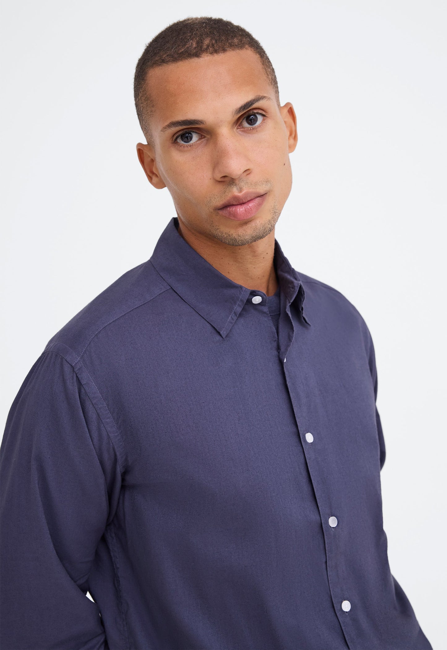 Folded Collar Cotton Shirt - Billy Blue