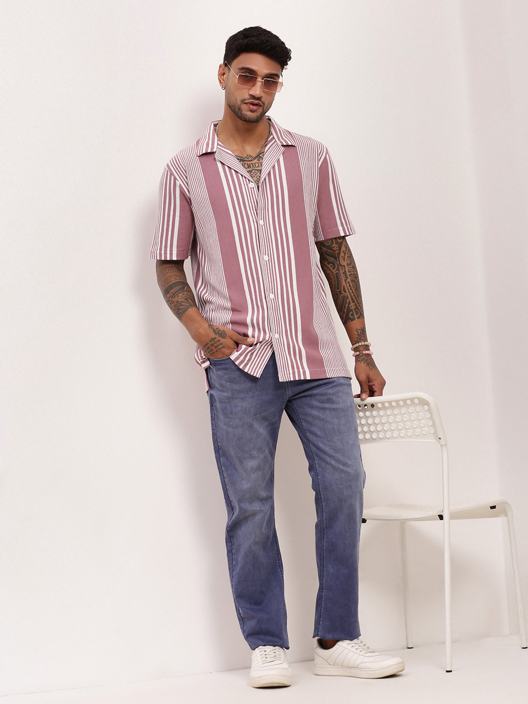 Men's Blue Comfort Solid Straight Fit Jeans
