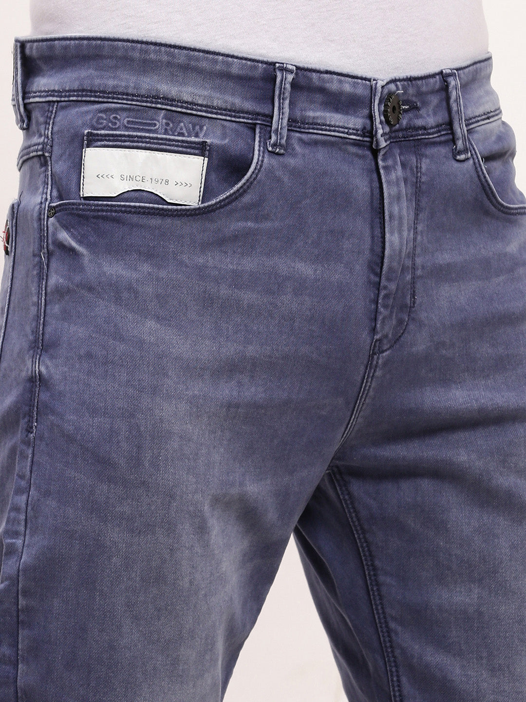 Men's Blue Comfort Solid Straight Fit Jeans