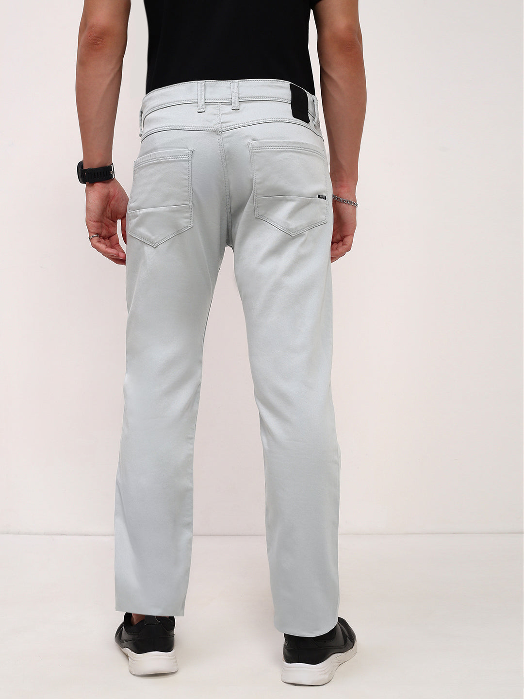 Men's Sea Green Comfort Straight Fit Low-Rise Acid Wash Stretchable Jeans