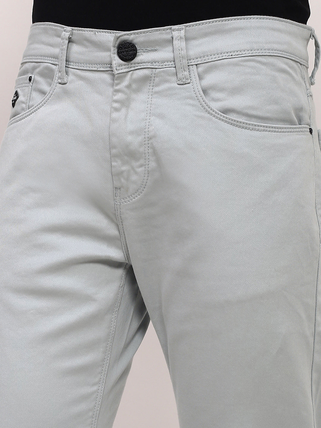 Men's Sea Green Comfort Straight Fit Low-Rise Acid Wash Stretchable Jeans