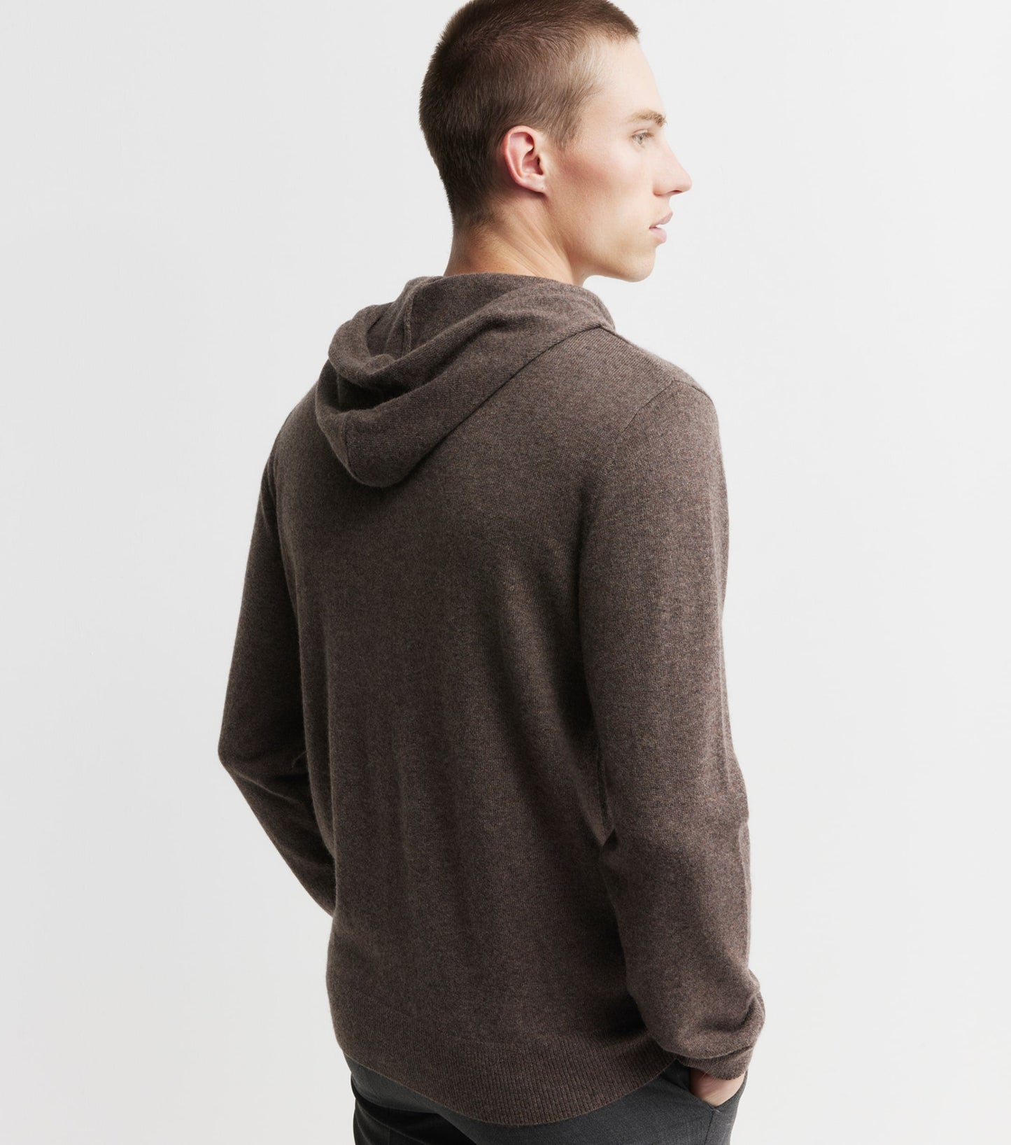 Unisex Cashmere Hoodie - Brown Melange