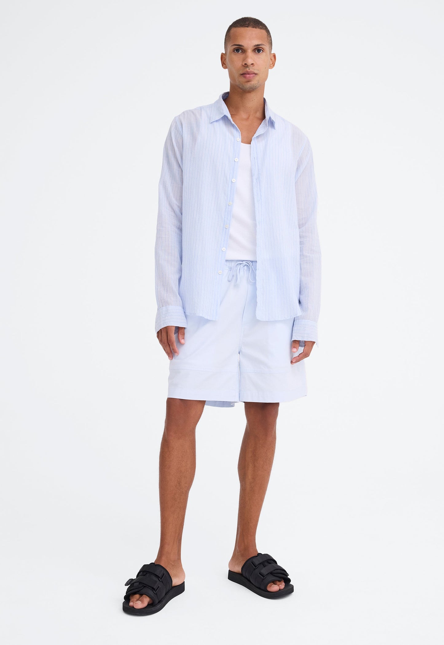 Beckett Shirt - Multi Stripe in Mid Blue