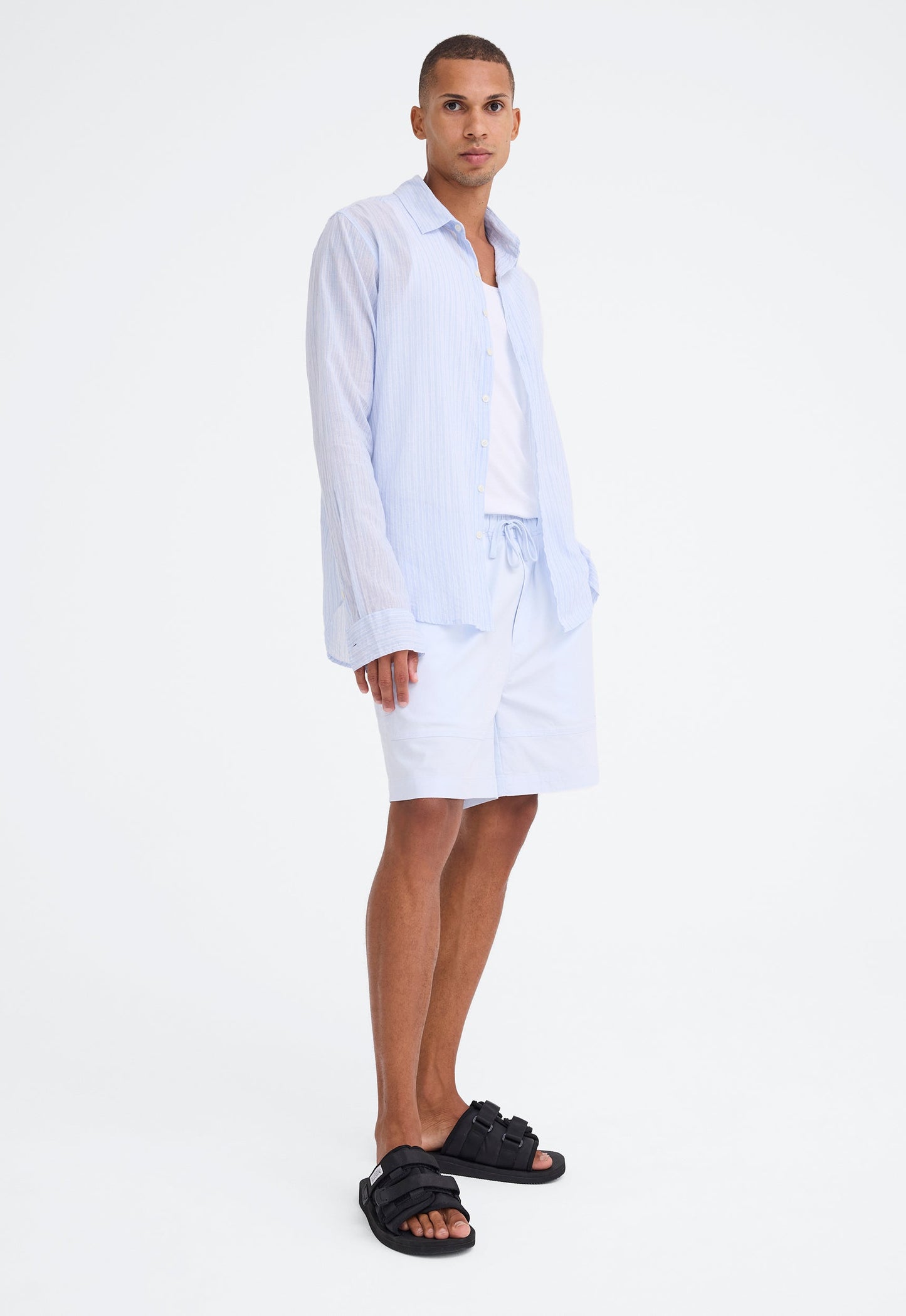Beckett Shirt - Multi Stripe in Mid Blue