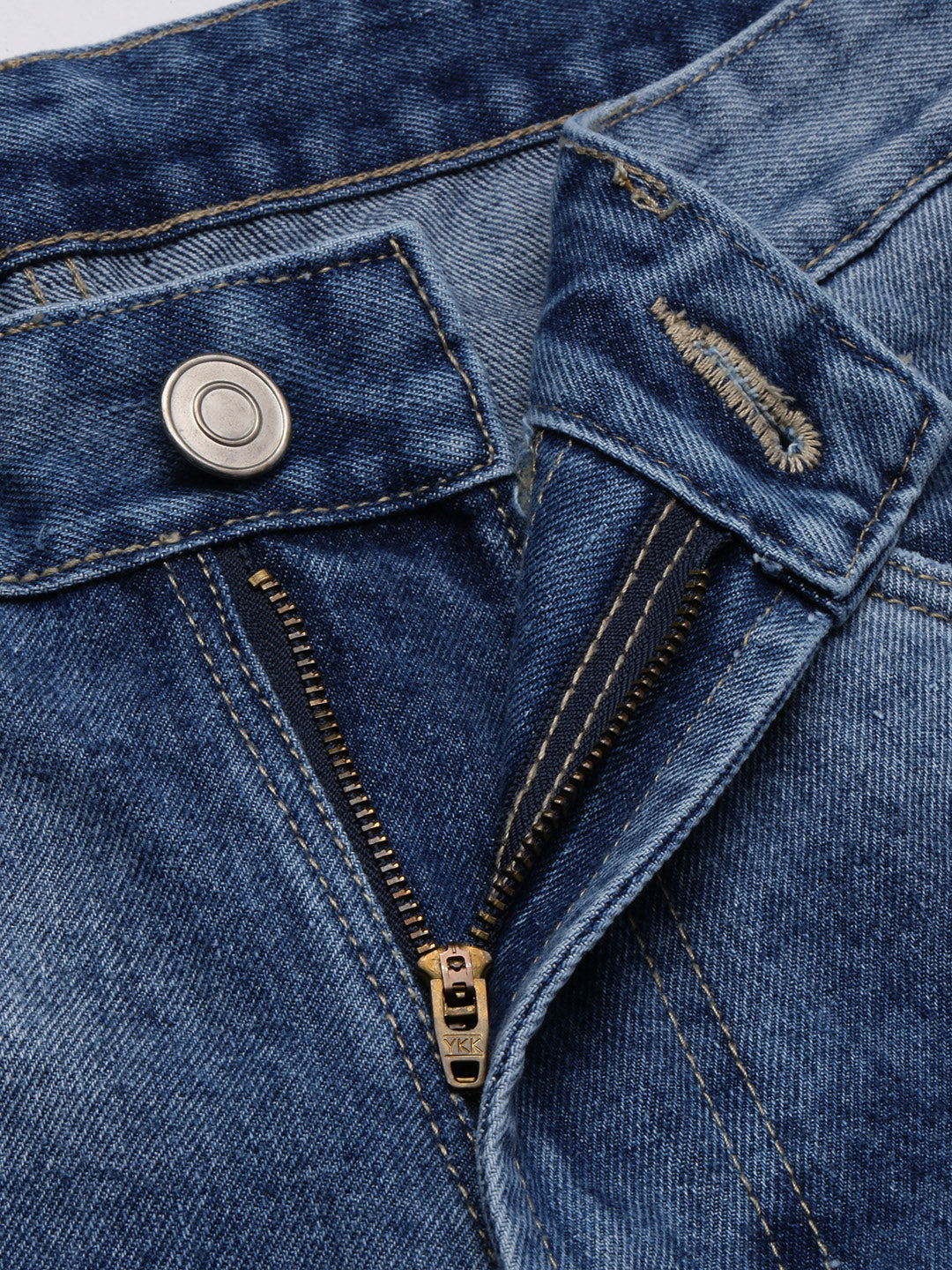 Men's Blue Comfort Low-Rise Casual Heavy Fade Acid Wash Jeans