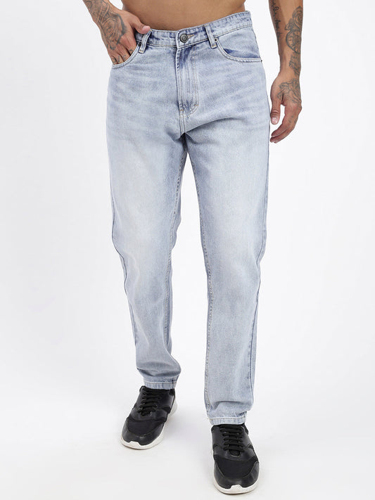 Men's Blue Light Acid Wash Relaxed Fit Jeans