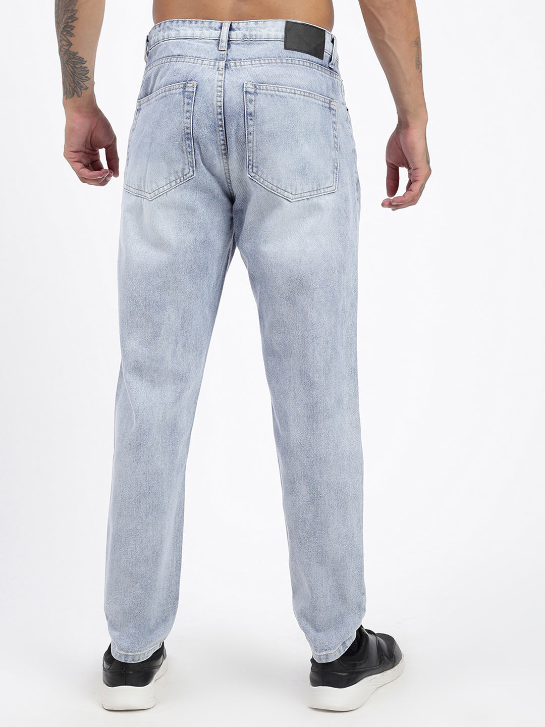 Men's Blue Light Acid Wash Relaxed Fit Jeans