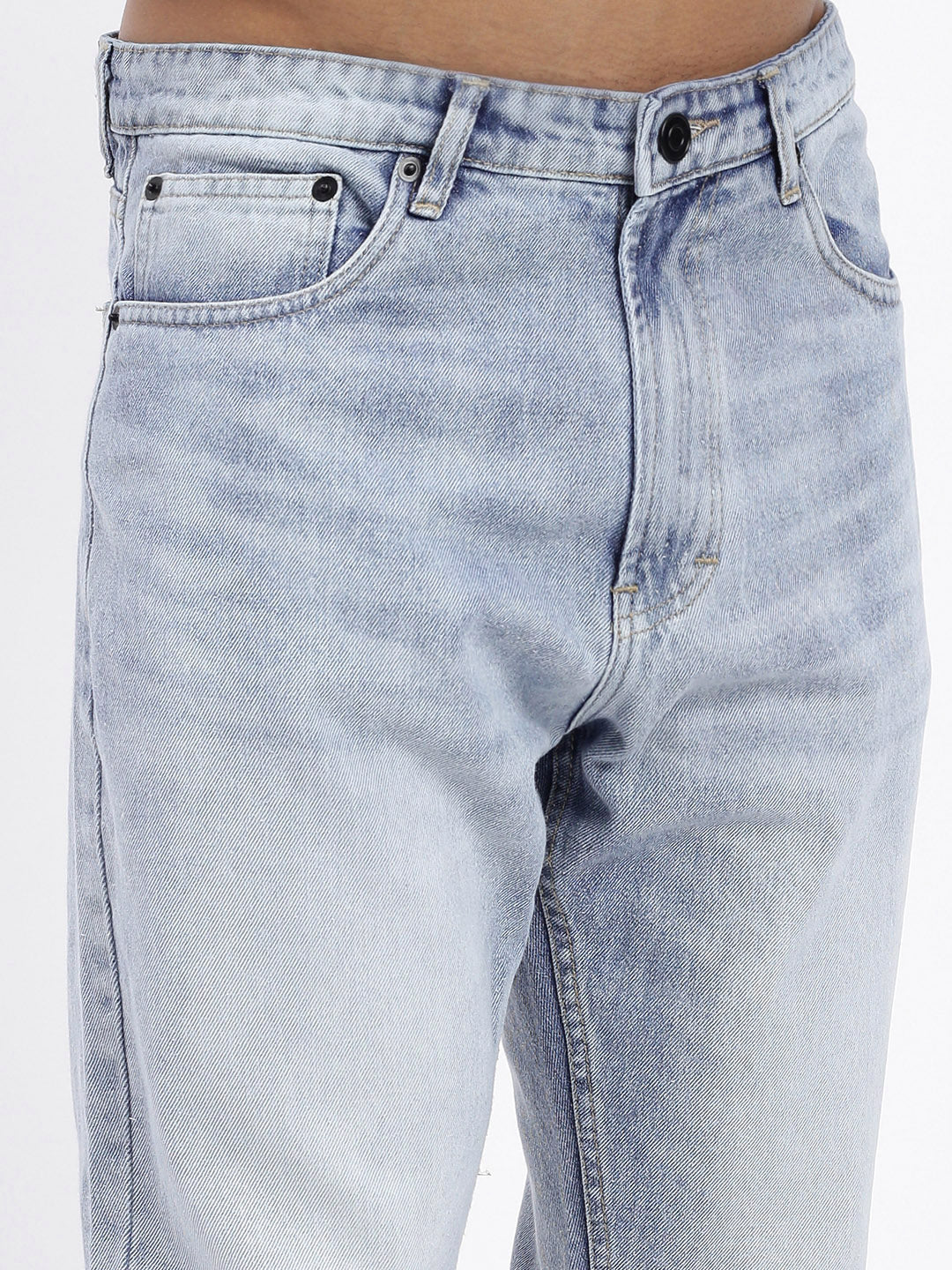 Men's Blue Light Acid Wash Relaxed Fit Jeans