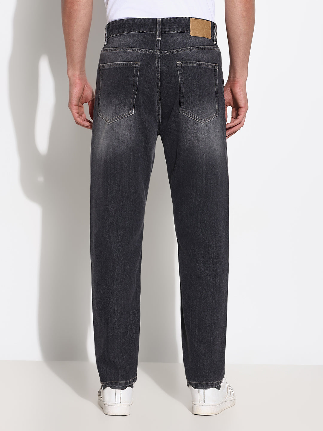 Men's Grey Slim Fit Heavy Fade Acid Wash Jeans