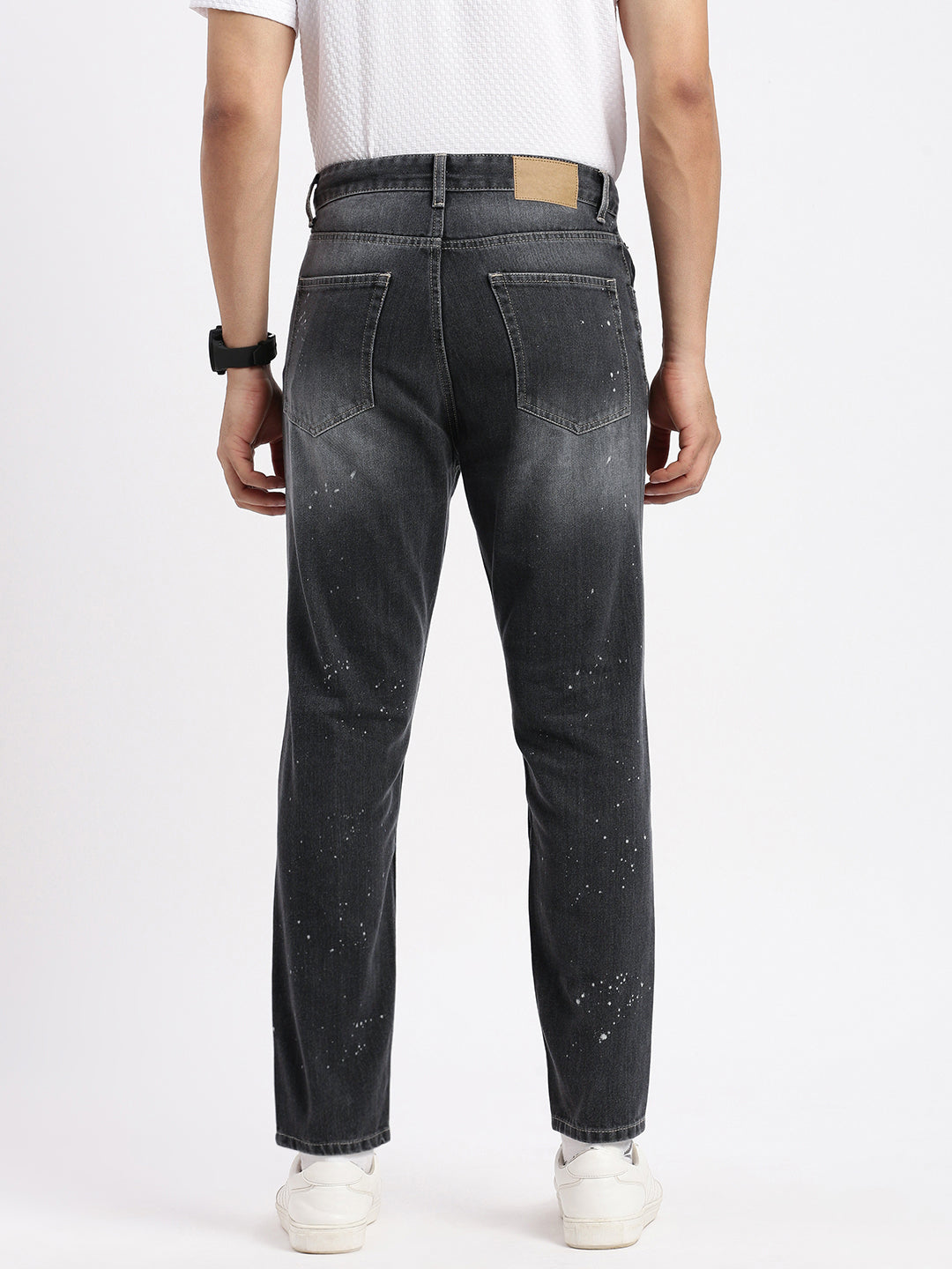 Men's Regular Fit Cropped Grey Jeans