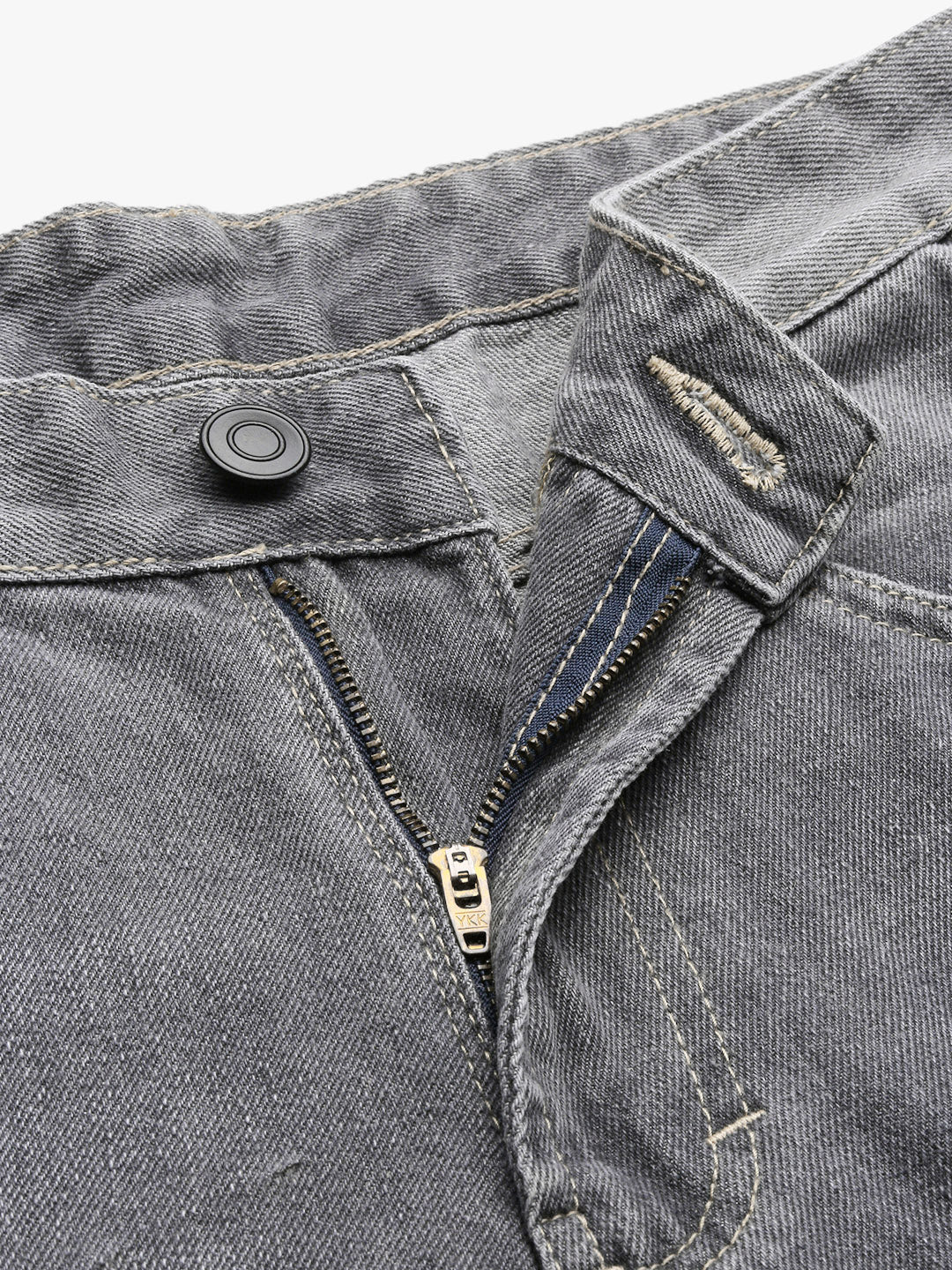 Men's Grey Regular Fit Cropped Jeans