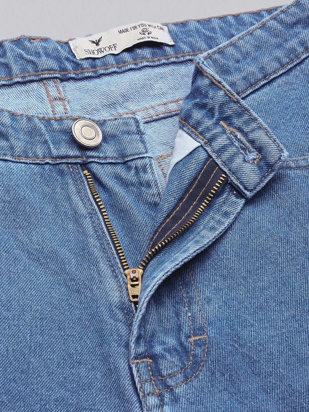 Men's Blue Regular Fit Cropped Jeans