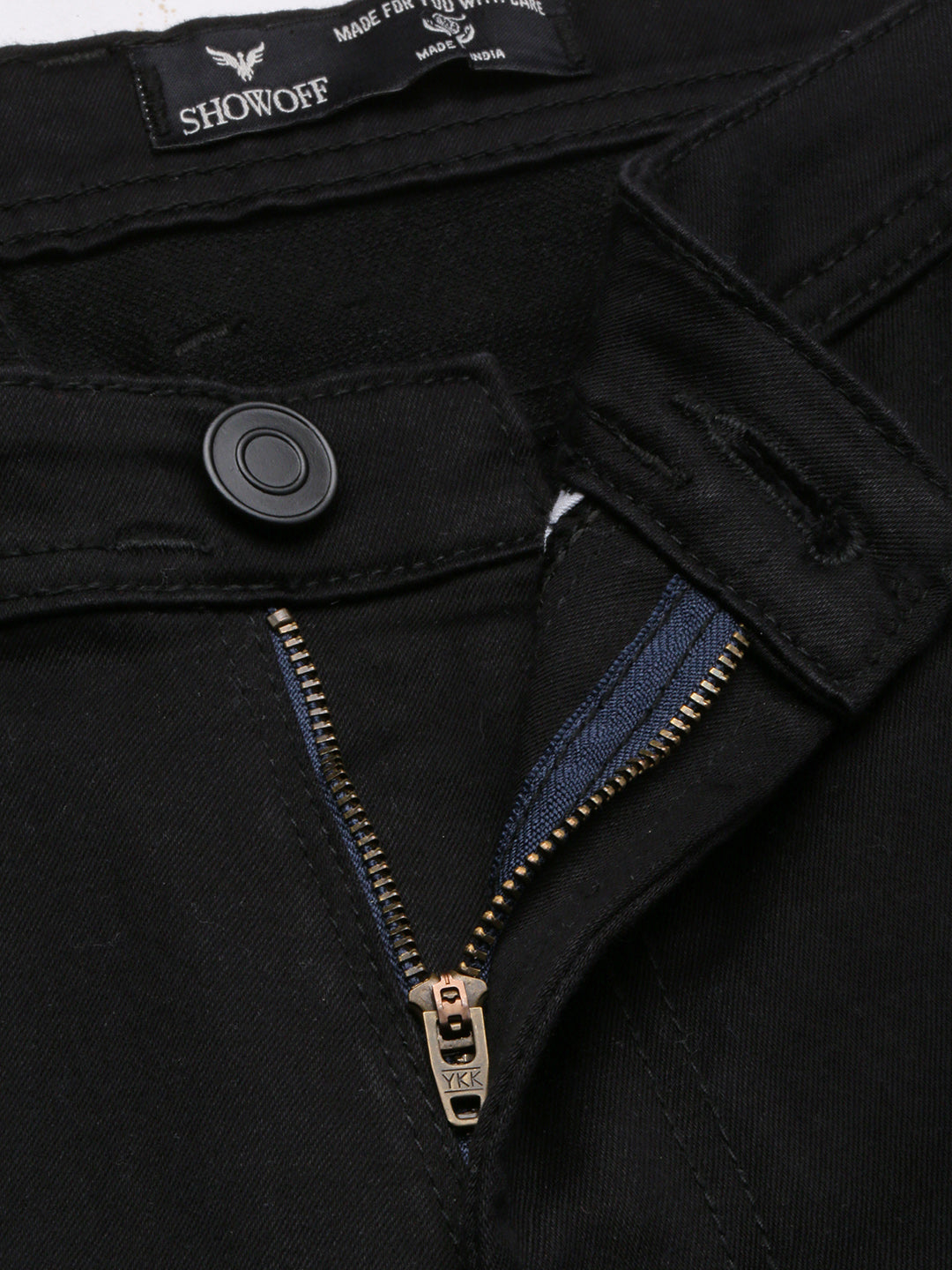 Men's Black Comfort Low-Rise Acid Wash Stretchable Jeans
