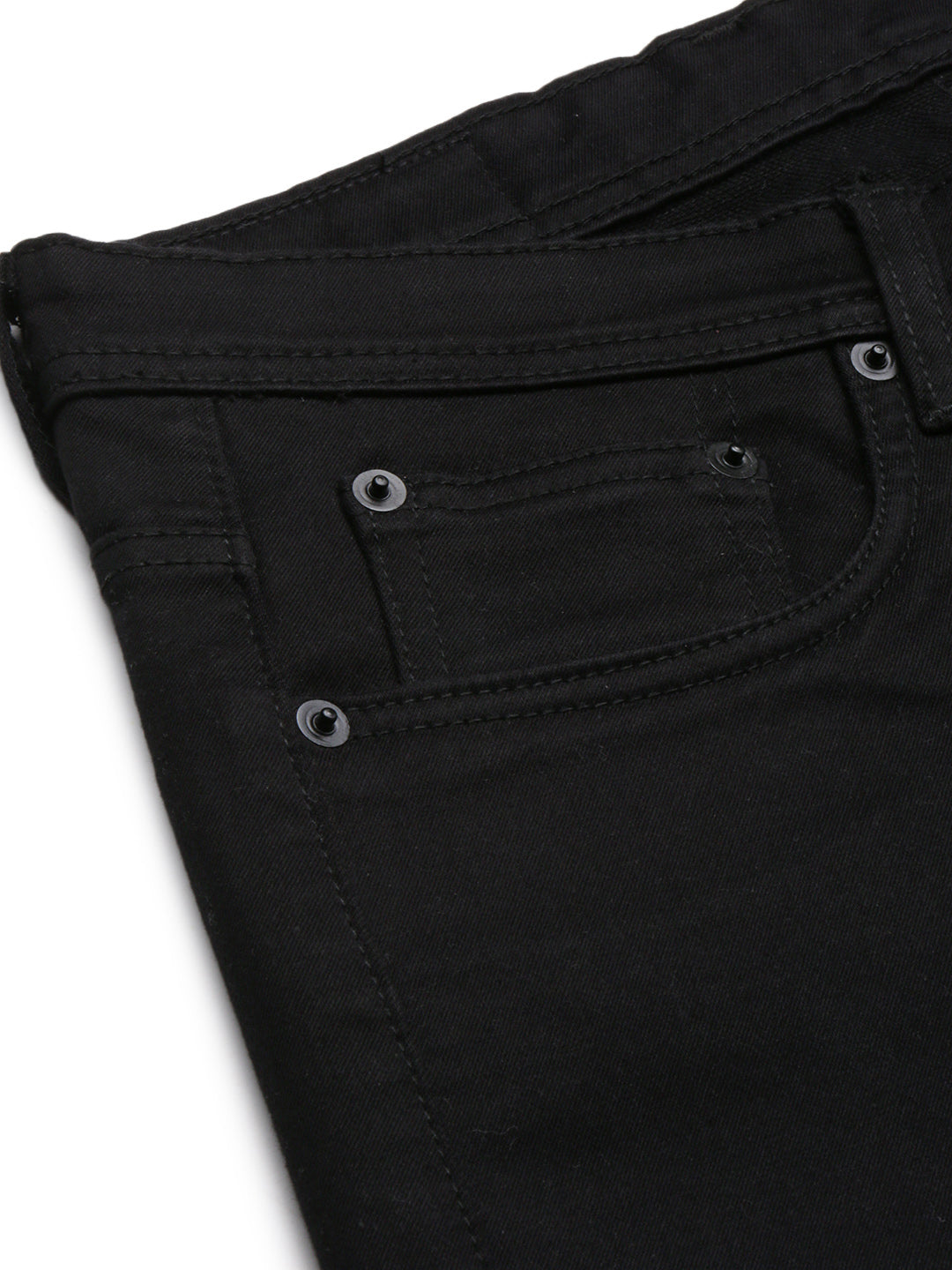 Men's Black Comfort Low-Rise Acid Wash Stretchable Jeans