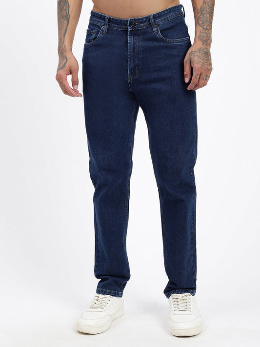 Men's Navy Blue Comfort Slim Fit Cotton Jeans