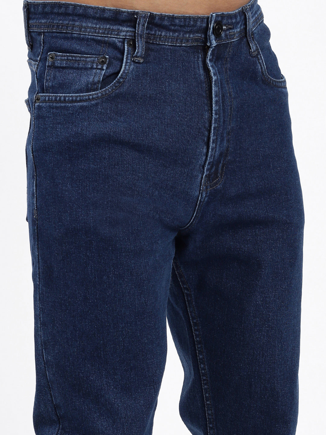 Men's Navy Blue Comfort Slim Fit Cotton Jeans