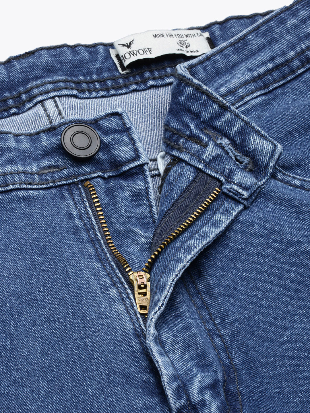 Men's Blue Straight Fit Cropped Jeans