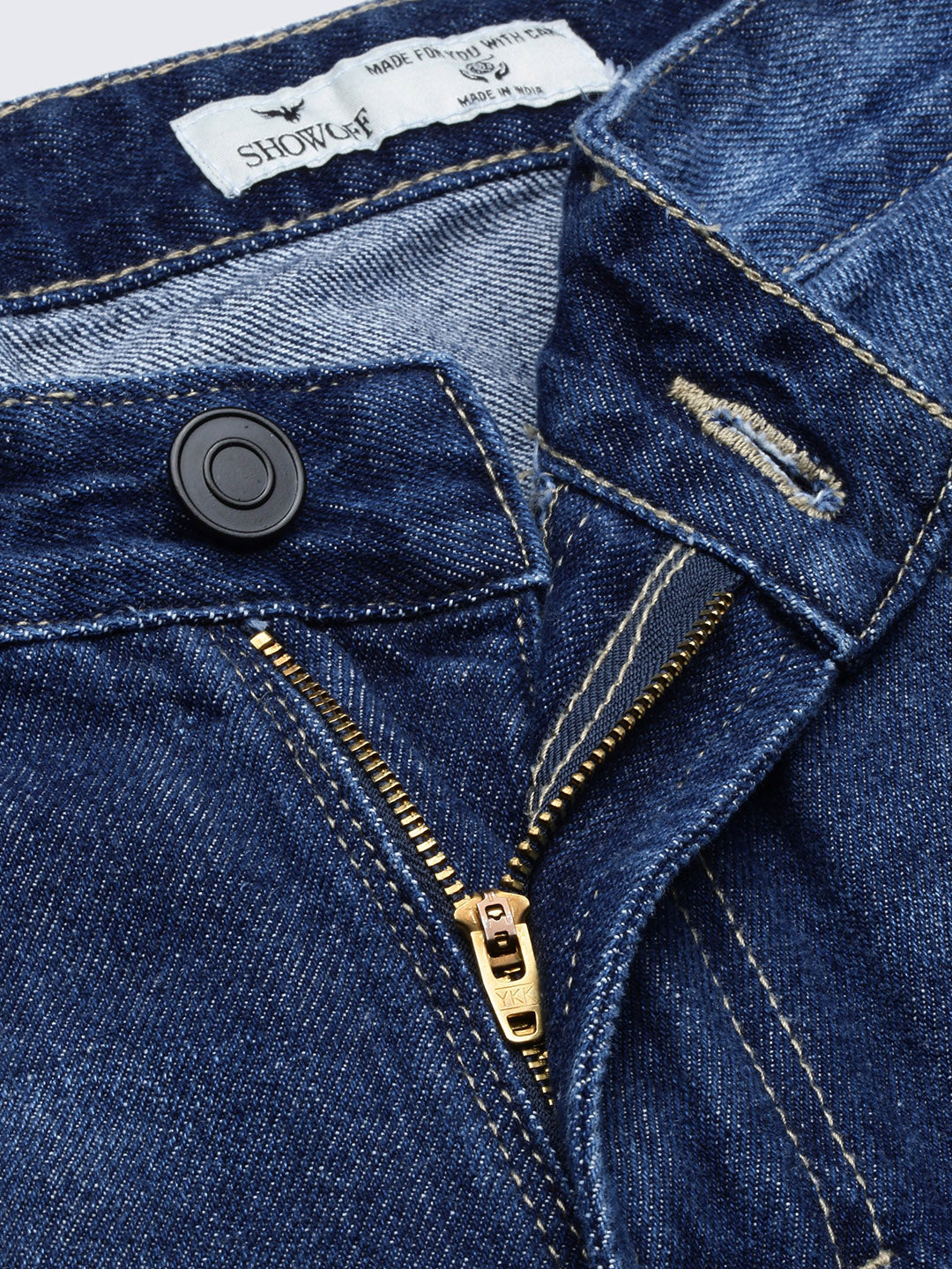 Men's Navy Blue Slim Fit Cropped Jeans