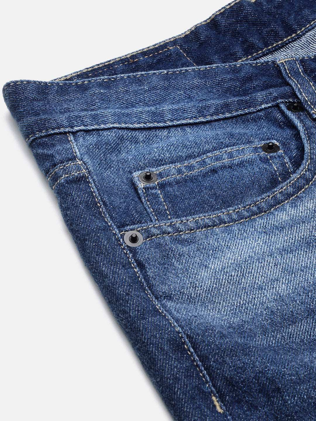Men's Navy Blue Slim Fit Cropped Jeans