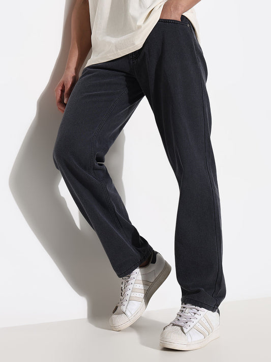 Men's Grey Straight Fit Jeans