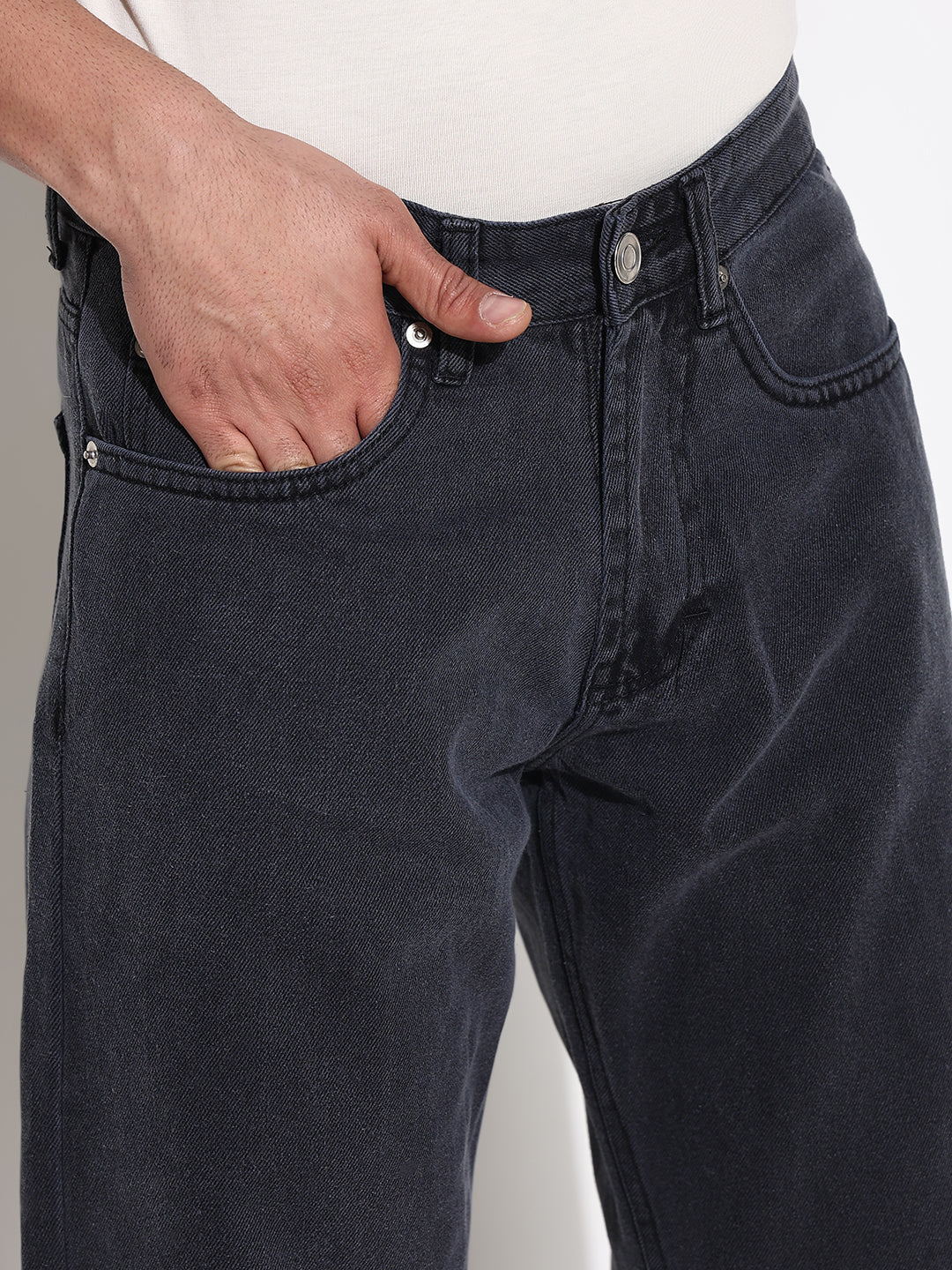 Men's Grey Straight Fit Jeans