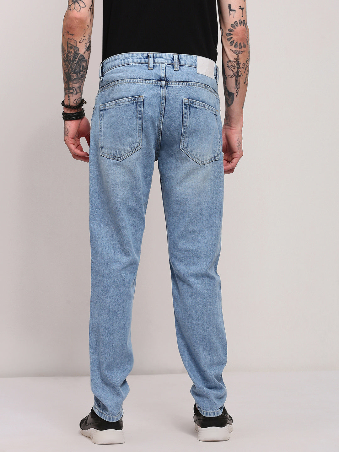 Men's Blue Straight Fit Low-Rise Jeans
