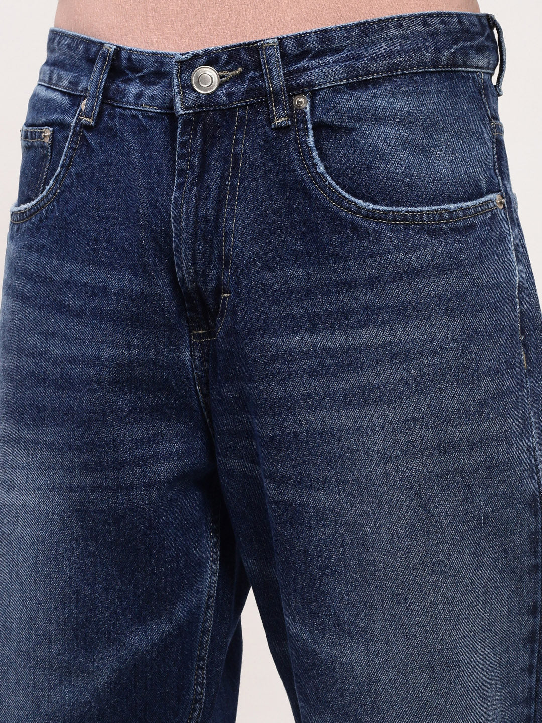 Men's Blue Solid Straight Fit Denim Jeans