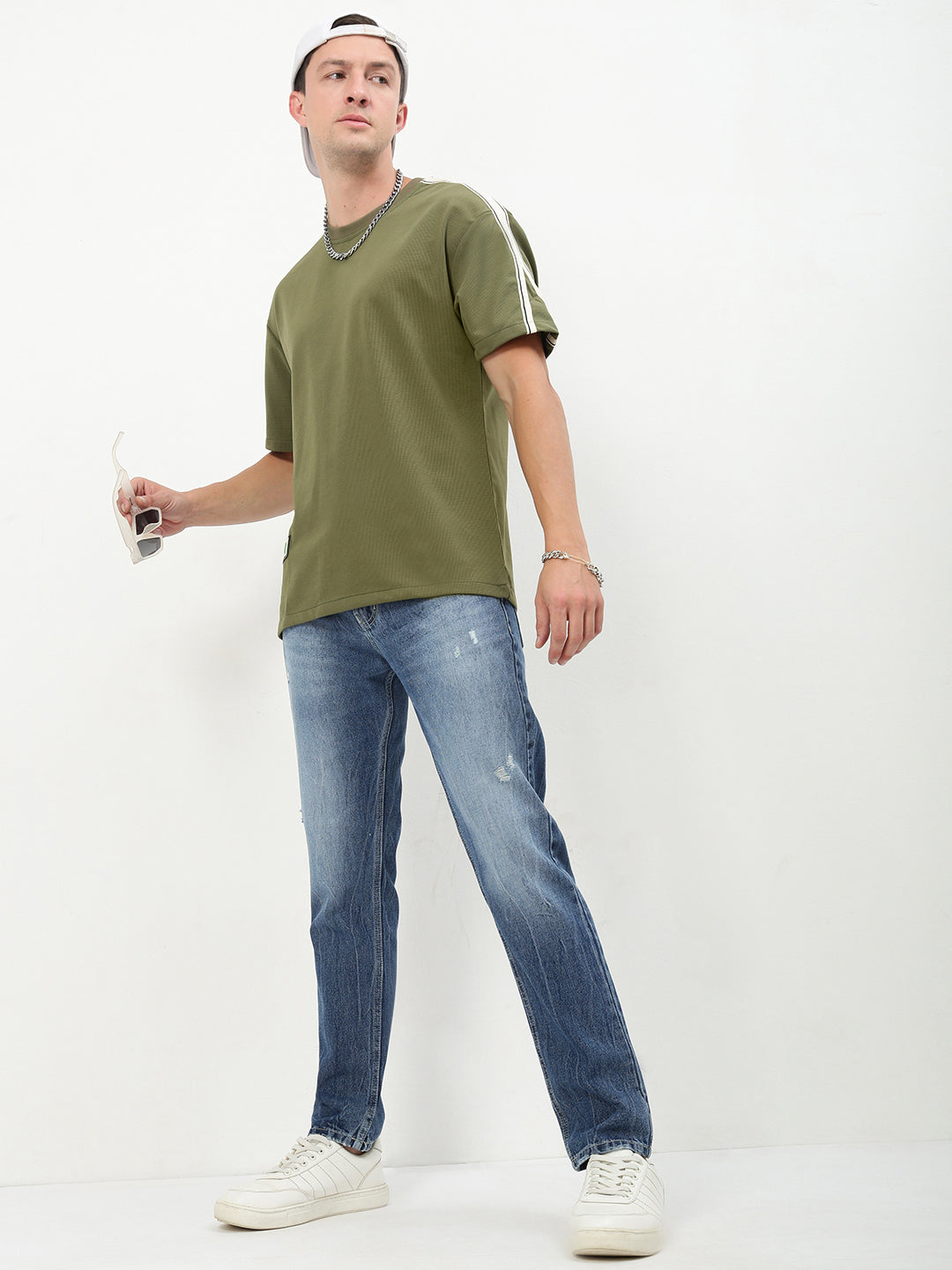 Men's Blue Solid Straight Fit Jeans